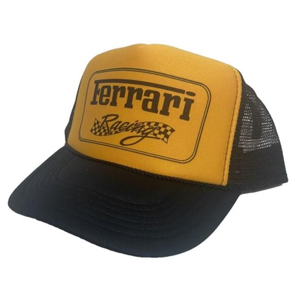 Handmade Other - Retro 80s F1 Vintage Style Prix Ferrari Racing Hat Trucker Supercar Cap Track